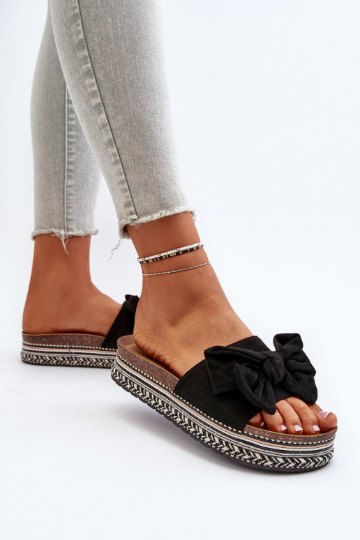 Damespantoffels met platform met linten zInart Evatria