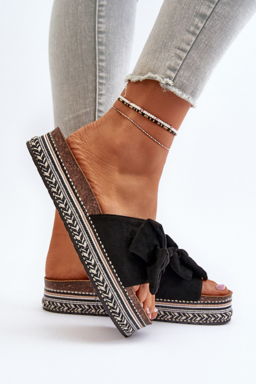 Damespantoffels met platform met linten zInart Evatria