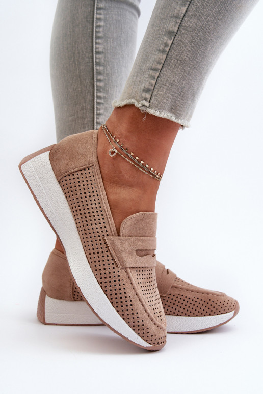 Damesmocassins op het platform van eco-suèdeoIne beige Inesqua