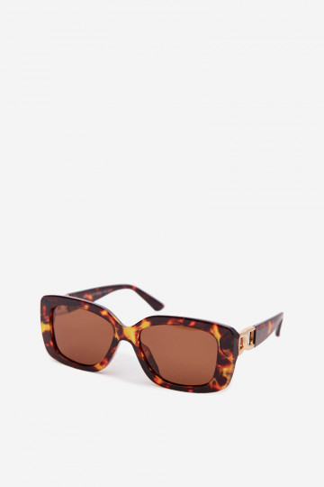 Dames zonnebril met gouden details in bruin
