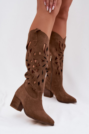 met elementen van opengeInerkt laarzenOpturalnego van suèdeu Zazoo 3167 beige 2