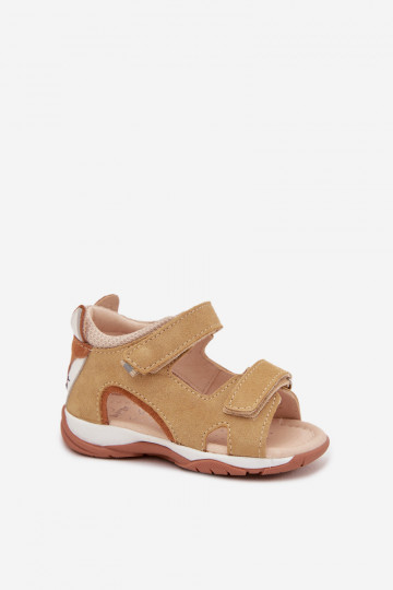 Kinder sandalen met vlakke zool Bartek 8441163 in zandkleur