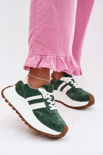 Zijde sneakers met platform D&A GR61-5986 in groene kleur