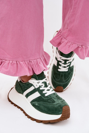 Zijde sneakers met platform D&A GR61-5986 in groene kleur 2