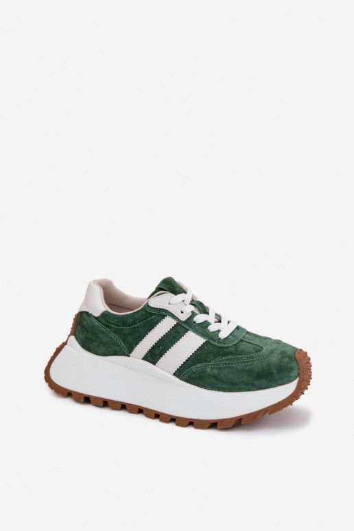 Sneakers model schoenen van suède met platform D&A GR61-5986 groene kleur