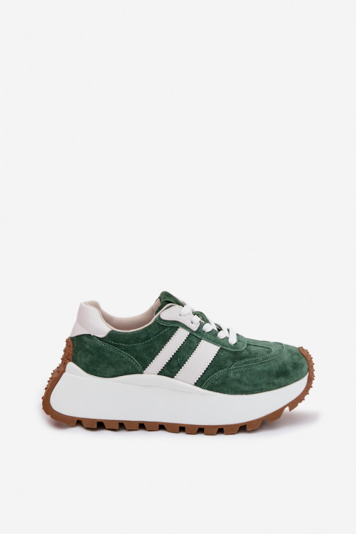 Sneakers model schoenen van suède met platform D&A GR61-5986 groene kleur