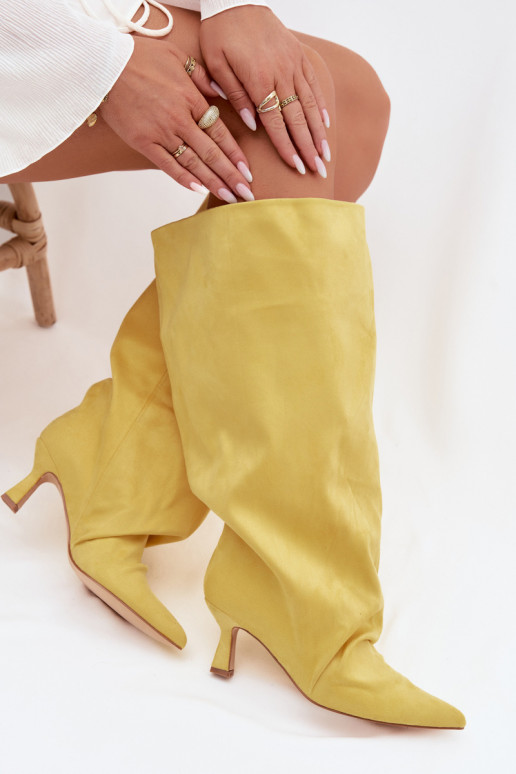 laarzenSzeroką CholeInką I Het heeftrszczeniem met hakken geel Harela