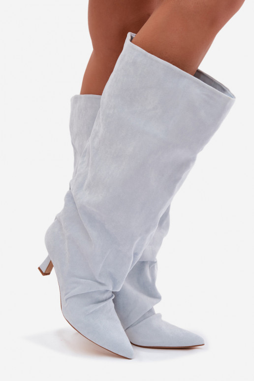 laarzenSzeroką CholeInką I Het heeftrszczeniem met hakken lichtblauIn Harela