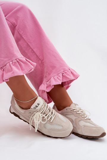 Leer van suède Sneakers model schoenen Dames MK61-0705 grijs