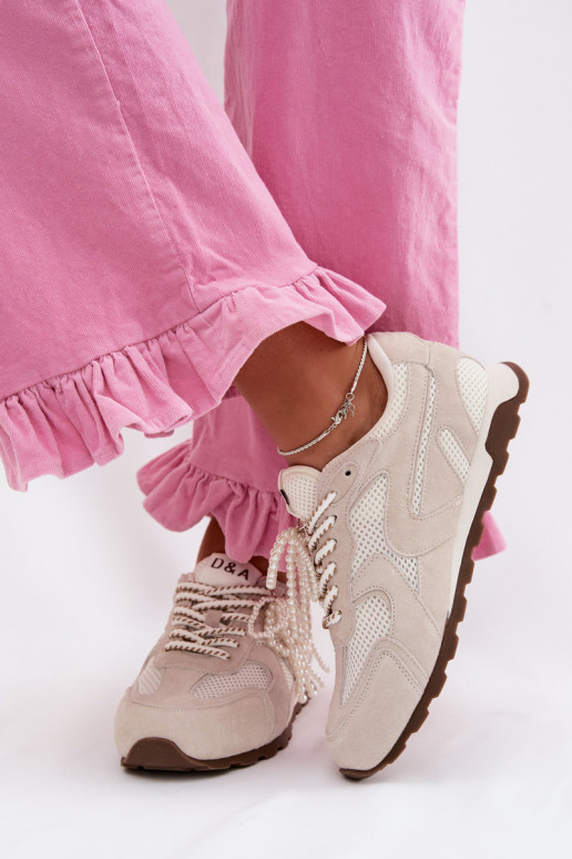 Leer van suède Sneakers model schoenen Dames MK61-0705 grijs