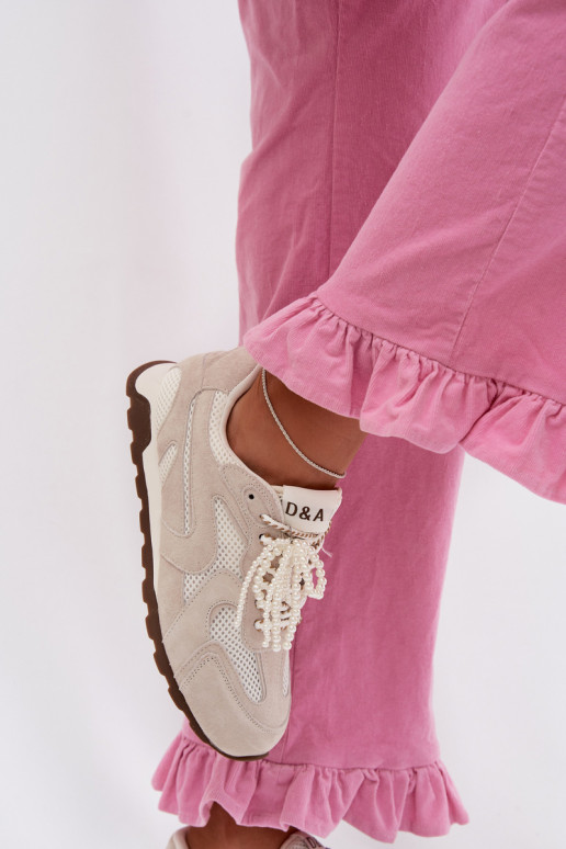 Leer van suède Sneakers model schoenen Dames MK61-0705 grijs