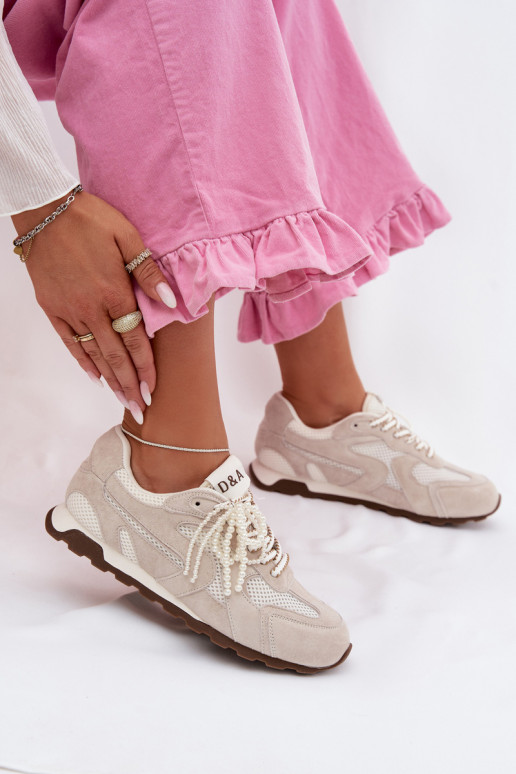 Leer van suède Sneakers model schoenen Dames MK61-0705 grijs