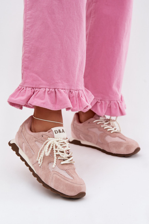 Leer van suède Sneakers model schoenen Dames MK61-0705 roze