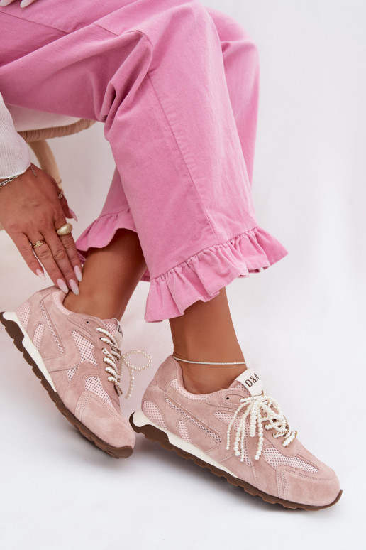 Leer van suède Sneakers model schoenen Dames MK61-0705 roze