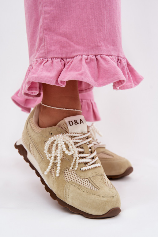 Leer van suède Sneakers model schoenen Dames MK61-0705 licht groen