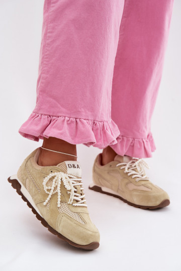 Leer van suède Sneakers model schoenen Dames MK61-0705 licht groen 2