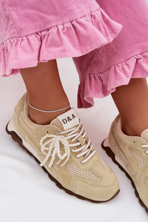 Leer van suède Sneakers model schoenen Dames MK61-0705 licht groen