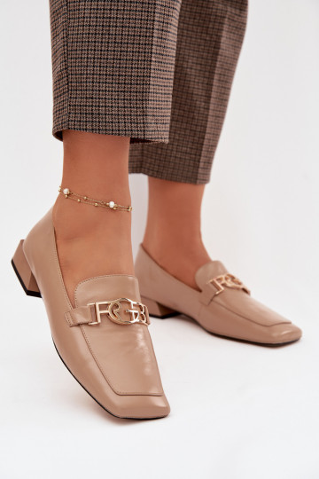 Leer dames mocassins Met sierlijk Detalem D&A CR61-3125 beige 2