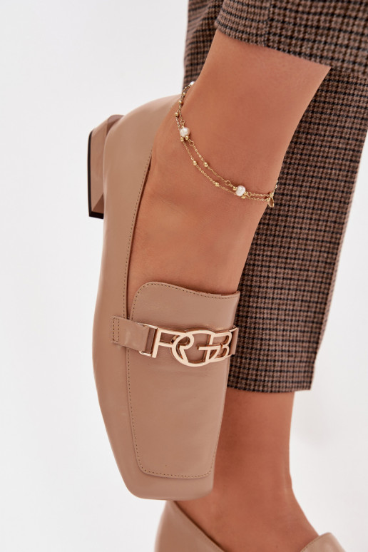 Leer dames mocassins Met sierlijk Detalem D&A CR61-3125 beige