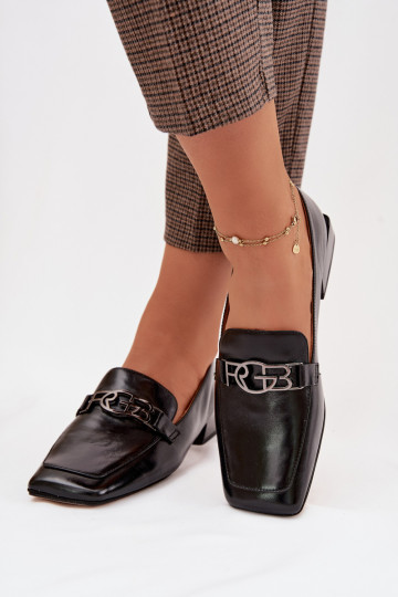 Leren damesmokassins met decoratieve details D&A CR61-3125 zwart 2