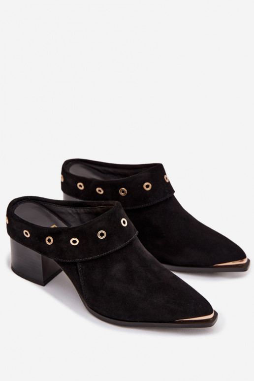 Suede pantoffels coInboystijl Dames met hakken D&A CR61-3059 zInart