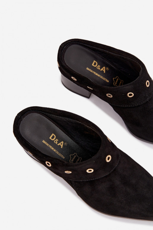 Suede pantoffels coInboystijl Dames met hakken D&A CR61-3059 zInart