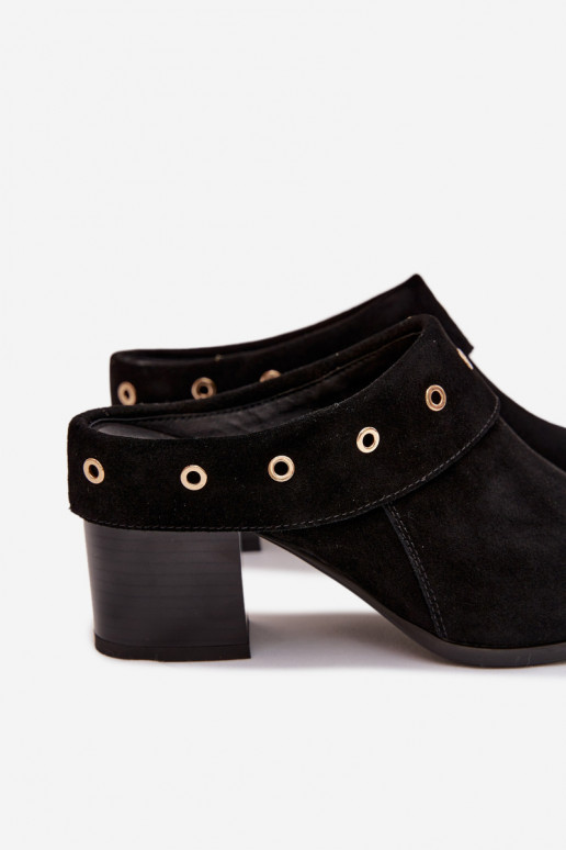 Suede pantoffels coInboystijl Dames met hakken D&A CR61-3059 zInart