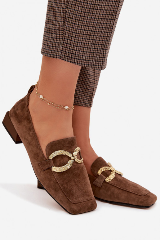 dames mocassinsOpturalnego van suèdeu gouden kleur Detal D&A CR61-3115 bruine kleur