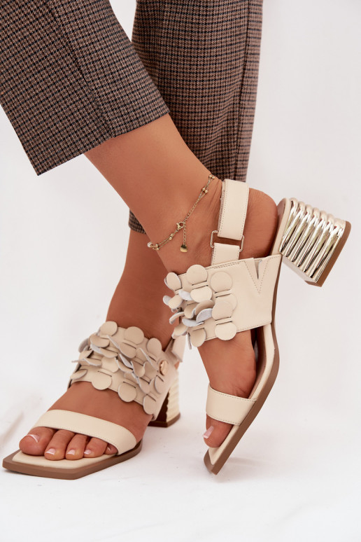 Leer Sandalen met hoge hak D&A CR61-3062 beige