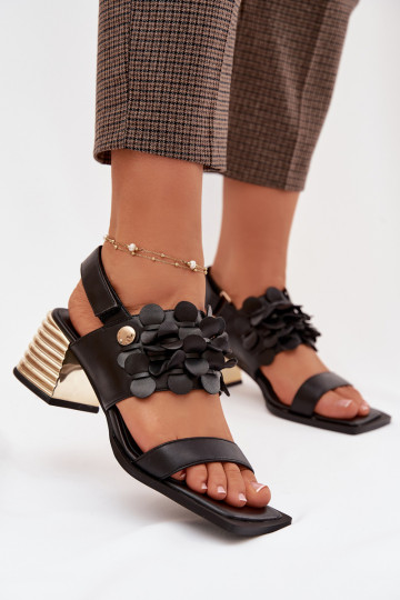 Leren hoge hak sandalen D&A CR61-3062 zwart 2