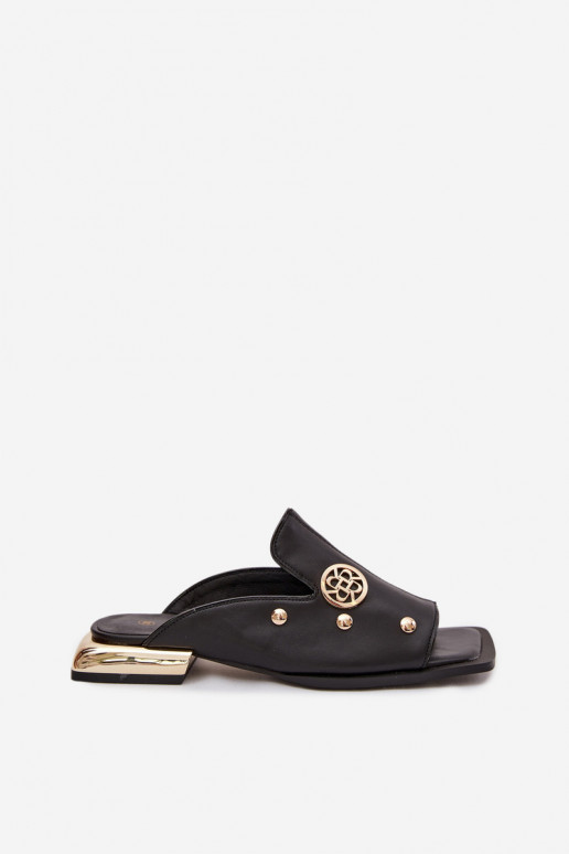 Leren pantoffels Ze gouden kleurmi Ozdobami D&A CR61-3060 zInart