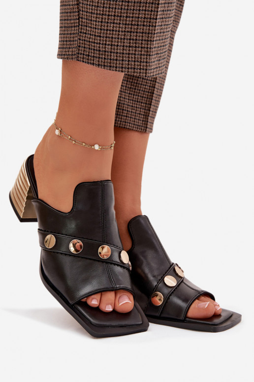 Leren pantoffels met hakken met versierde hakken D&A CR61-3063 zInart