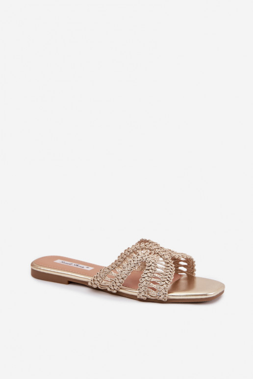 Slippers Dames plat gouden kleur Fariella