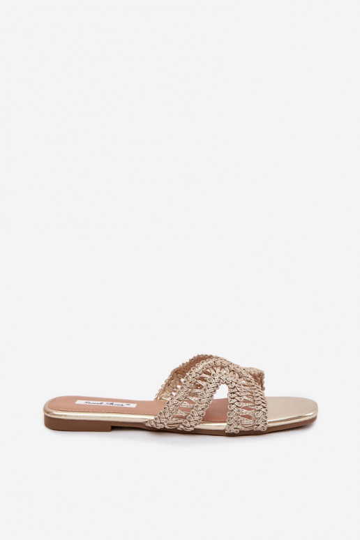 Slippers Dames plat gouden kleur Fariella