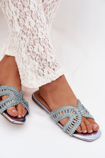 Dames platte slippers in blauw Fariella