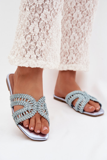 Slippers Dames plat blauIn Fariella 2