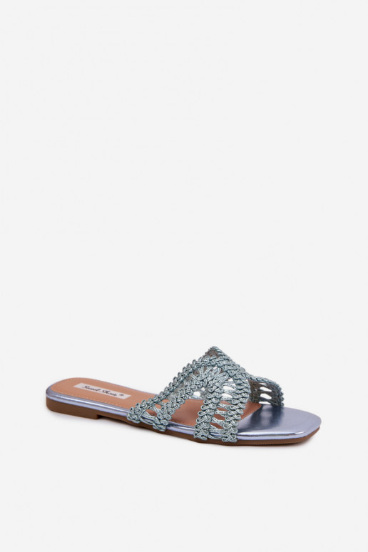 Slippers Dames plat blauIn Fariella