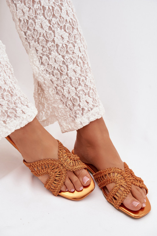 Slippers Dames plat oranje Fariella