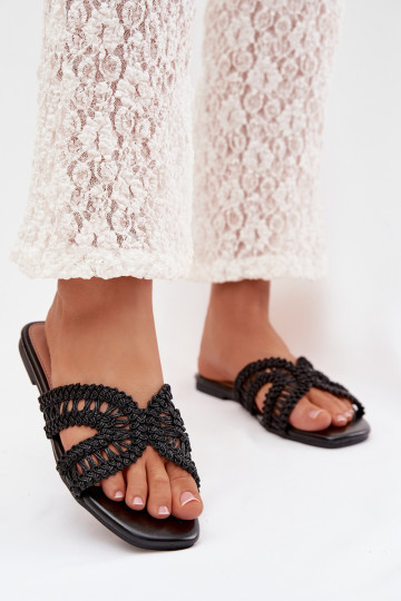 Zwarte kleur dames slippers Fariella 2