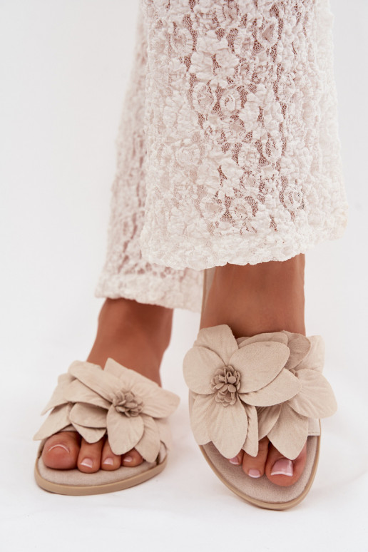 gelijk aan Damespantoffels Met sierlijki met bloemmotievenami ivoor Elzoria