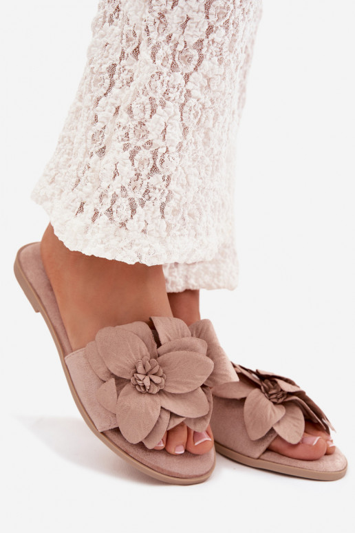 gelijk aan Damespantoffels Met sierlijki met bloemmotievenami beige Elzoria