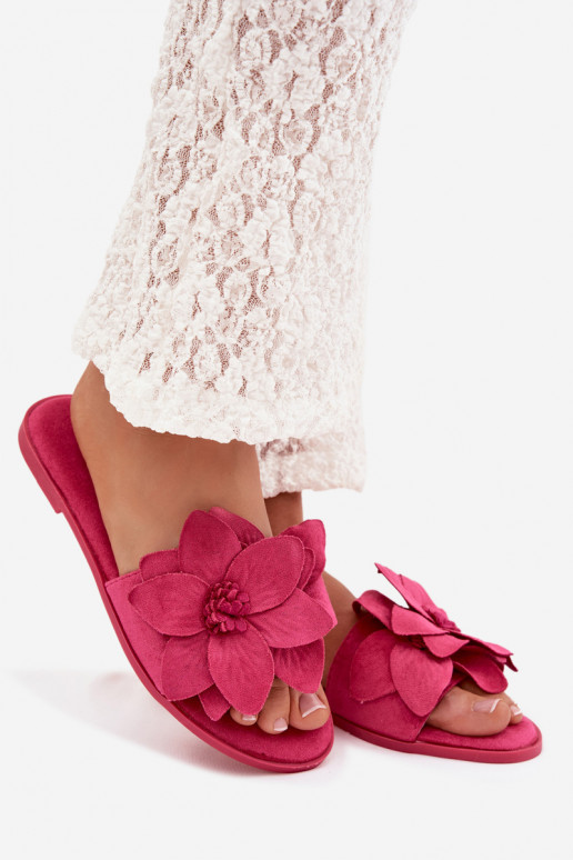 gelijk aan Damespantoffels Met sierlijki met bloemmotievenami roze Elzoria