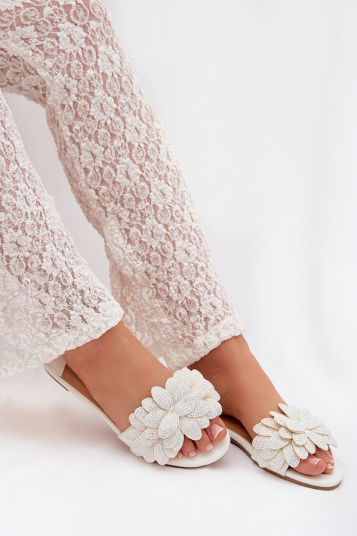 Slippers Dames plat Met Decoratie Initte kleur Grelora