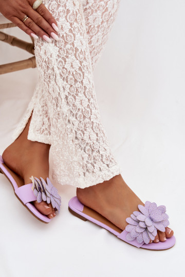 Paars kleur dames slippers met decoratie Grelora