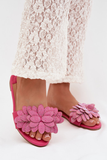 Roze kleur dames slippers met decoratie Grelora