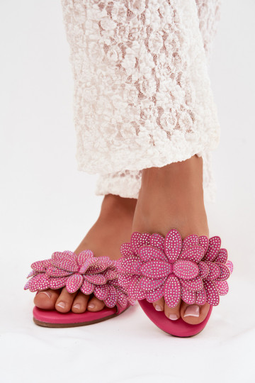 Slippers Dames plat Met Decoratie roze Grelora 2