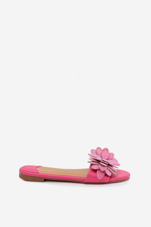 Slippers Dames plat Met Decoratie roze Grelora