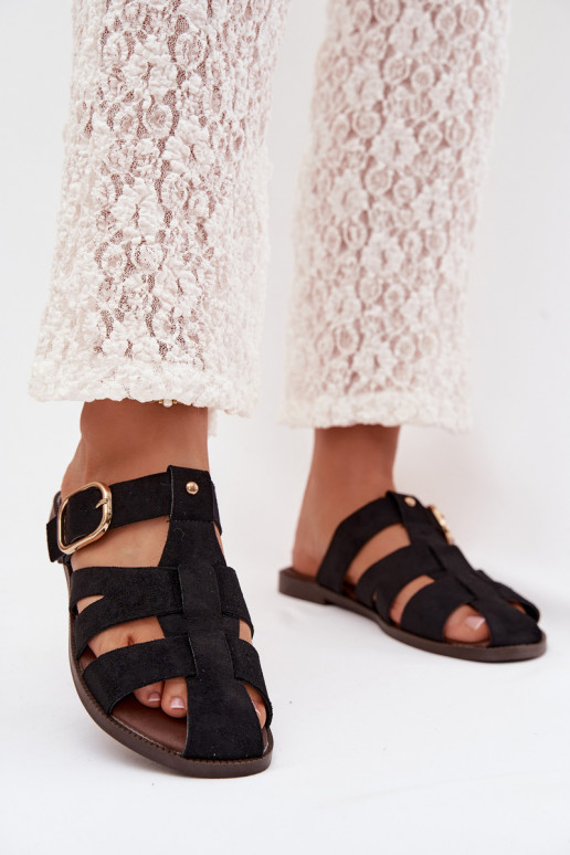 Damespantoffels met brede hakken Met Strepen I Złotą met gespen zInart Elzora