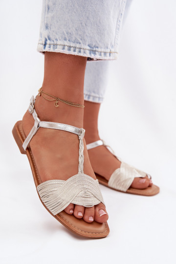 Vlakke sandalen voor dames zilveren kleur Nexora 2