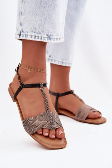 Vlakke sandalen voor dames zwarte kleur Nexora 2